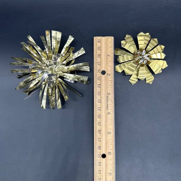 Vintage Atomic Flower Christmas Ornaments Aluminum Handmade Mid Century Modern - Picture 7 of 8